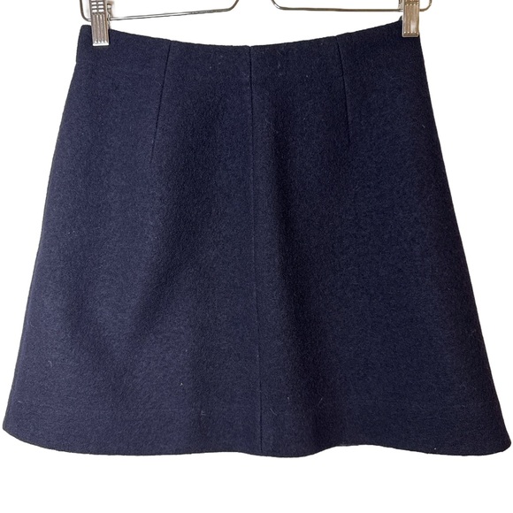 COS Navy Wool A-Line Mini Skirt Size 6 High Waist Modern Minimalist - Picture 1 of 7